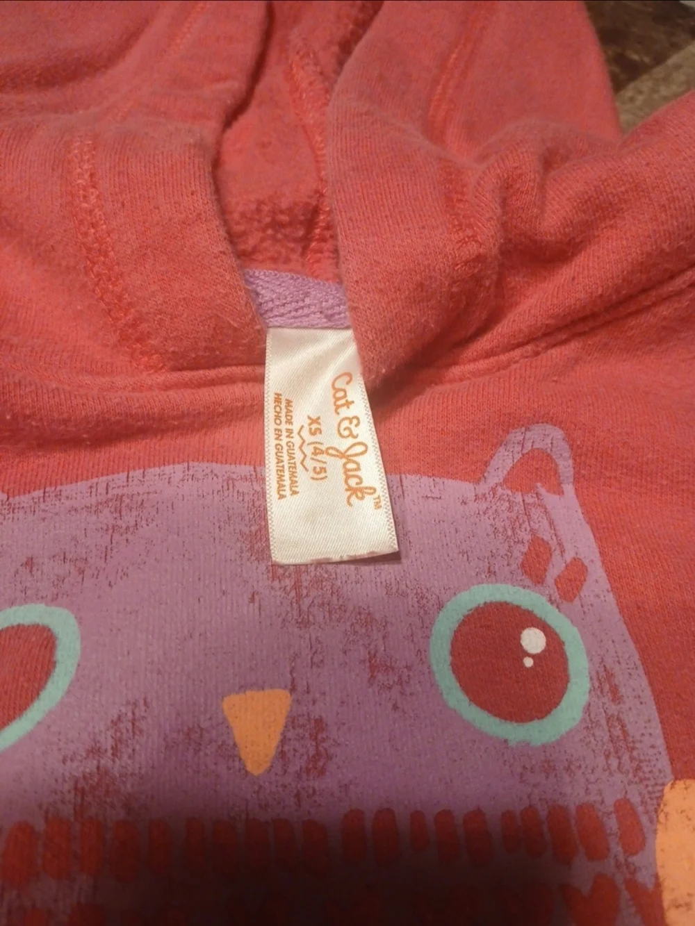 Cat & Jack Girls Orange Leopard Hoodie Set and Pink Owl Hoodie Set